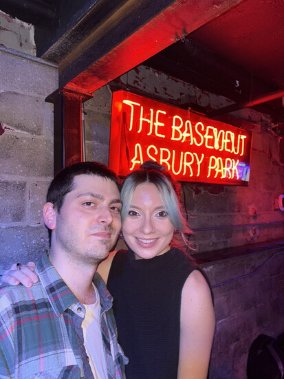 Zachary Anzalone and Kiersen Blue pose for a photo after Zachary’s band Mischief Night played a set at The Basement at Bond Street. 