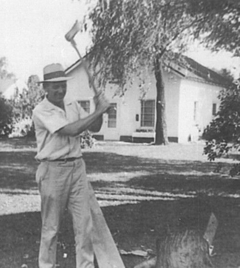 Linden F. Bateman (my father) wearing hat while working outdoors
