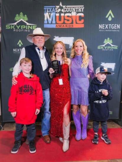 Peyton Riley won an award as Young Texas Country Artist for a song she wrote for Love Heals Youth.  