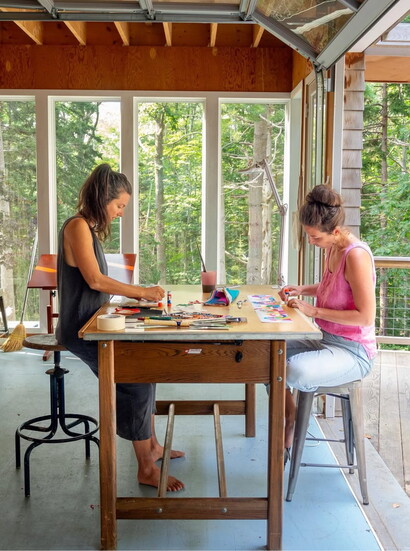 Sisters Sonya and Nina Montenegro, designers and makers of The Far Woods, at Mazza Studio. Photo by Nolan Calish.