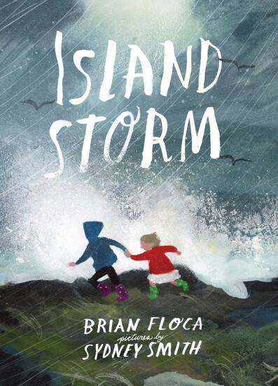 The cover of Island Storm, a 2025 children's book by Brian Floca, illustrated by Sydney Smith, and inspired by Floca's time on Peak's Island. Artwork provided b