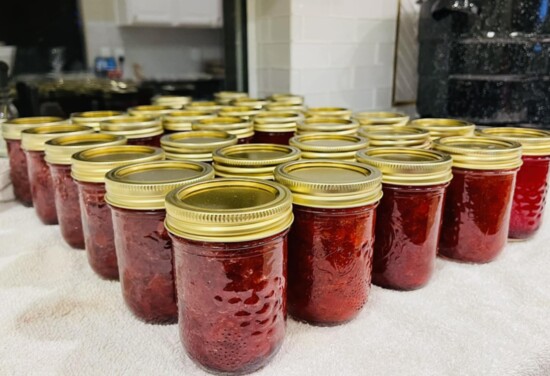 Grandma’s Strawberry Jam fresh out of the canner….