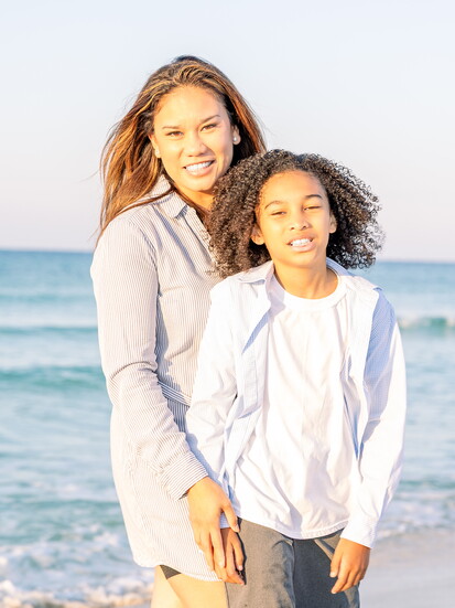 Julie Webb and her son, Attila. Beach photos by Galina Wells.