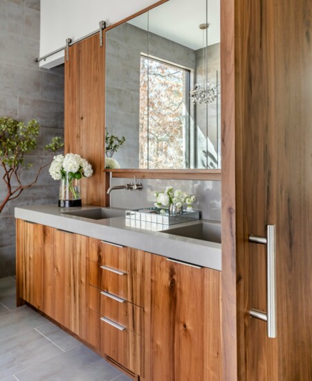 Combine sleek lines and very clean layouts with richer finishes that have more depth of color and texture. Lorraine Enwright,  Intuitive Dwellings 