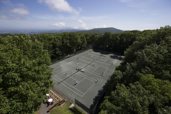 Birds-eye view of tennis facility