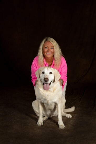 Charlie Smiling  with his owner Karla Blake, Medicare Specialist 