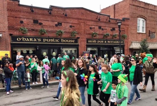Lexington's St. Patrick's Day parade passes right by the pub.