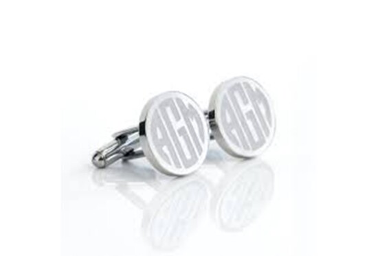 Custom Silver monogrammed cufflinks, keychains and picture frames