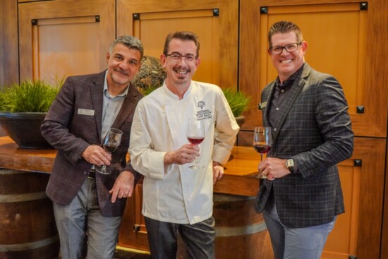 Ah, I see! Here’s a sentence format for the byline:  "Left: Ron Koohbanani, Club Manager; Center: Todd Berry, Executive Chef; Right: Anthony Esparza, Director o