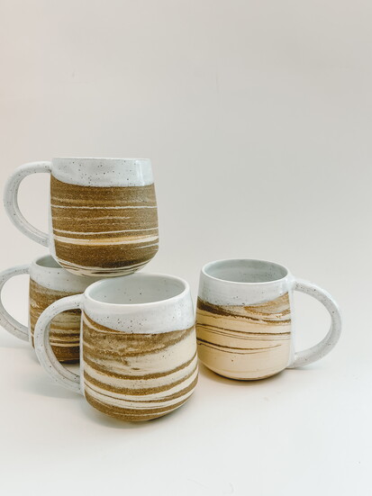 Rockwater Pottery milk & honey swirl mugs