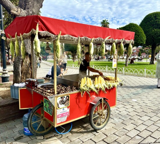 Roasted Corn and Chestnuts Street Food