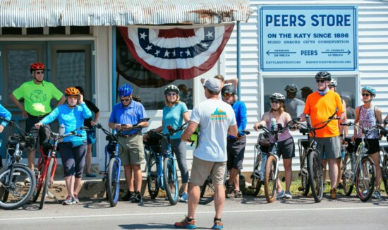 Pedego bikers can travel east or west from Peers Store 