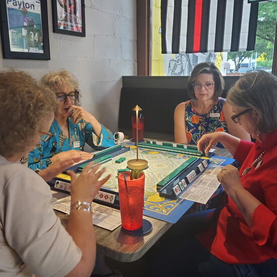 Members of the Decatur Mahjong Social Club play one evening at Benchwarmers.