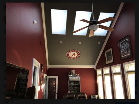 Custom shades provide the perfect touch to this "man cave."