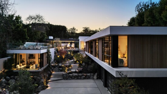 The home's exterior, featuring an intricate Japanese-style garden