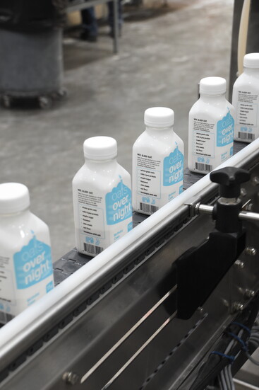 Bottled Birthday Cake oats roll off the production line at Oats Overnight.