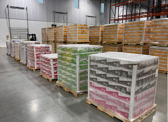 The Oats Overnight warehouse is a rainbow of pallets filled with oats of more than 60 flavors.