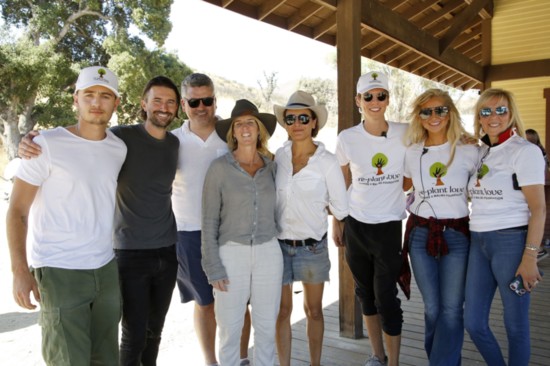 L-R: Brandon Thomas Lee, Brandon Jenner, Trevor Neilson (co-founder), Rory Kennedy (board member), Evelin Weber, and people from the Clarins team.