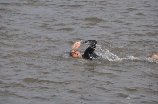 Saul during the swim leg of the Iron Man.