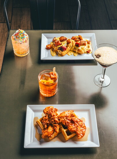 Chicken & Waffles and Bacon, Egg, & Waffle Benedict