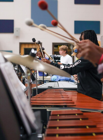 From cymbals to marimba, the front ensemble brings texture, timing, and a little bit of magic to every piece.