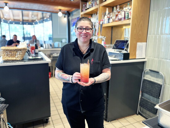 Chelsea Rosales with her winner, Sunday Sunrise Mocktail.