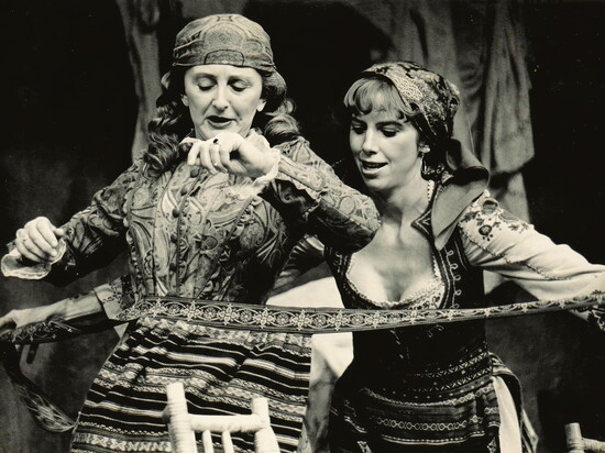 Arms and the Man (L) Margeret Hilton as Catherine, (R) Penelope Reed as Louka. photo credit Cliff Moore