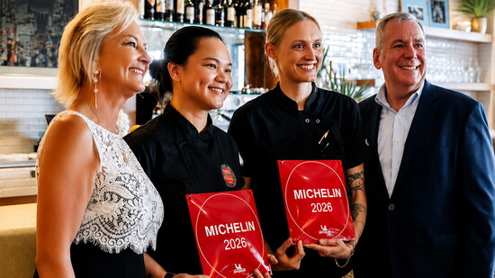 Chefs June & Kayla being awarded by Michelin