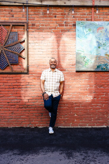 Marcus LeGrand, educator, father, husband, son, networker, community organizer. Tin Pan Alley, downtown Bend. 