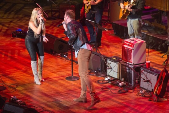 Performing with Charles Kelley of Lady A at Ryman Auditorium, Nashville, TN. Photo: Sammy Boots