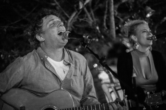 Performing with Mark Bryan of Hootie & The Blowfish in the Abaco Islands. Photo: Brooke Stevens