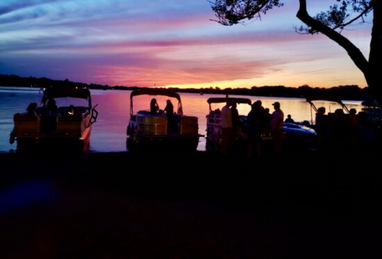Pontoon, friends & sunsets on Crystal Lake. Great way to relax!