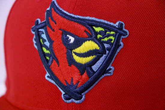 The new primary logo on the red home cap. Courtesy of the Ozarks Springbirds
