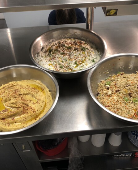 Chef Mac's Hummus, tzatziki, quinoa and tabouli 