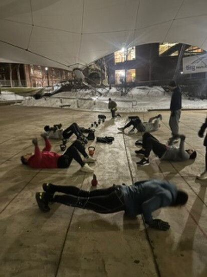 F3 Charlottesville working out by Ting Pavilion. Photo credit: F3 Charlottesville