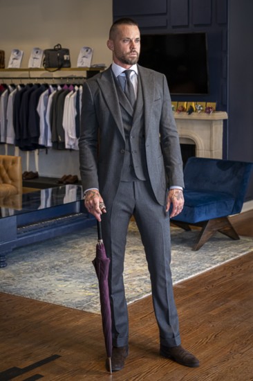 Grey Suit - grey flannel 3-piece suit, Dormeuil Mill