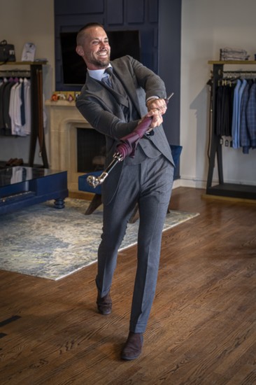 Grey Suit - grey flannel 3-piece suit, Dormeuil Mill