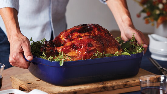 Le Creuset's Signature Roaster 37cm in Indigo.