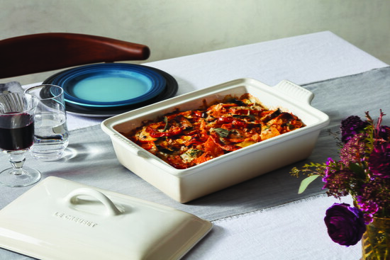 Le Creuset's Heritage 33cm/3.8L Rect Dish w/Lid in Meringue.