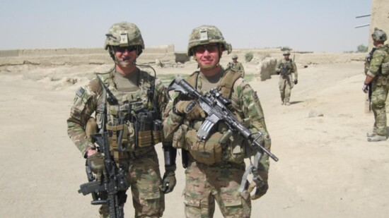 Zach Mierva (left) in Afghanistan 