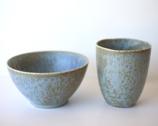 Japanese stoneware bowl and cup. $10 each