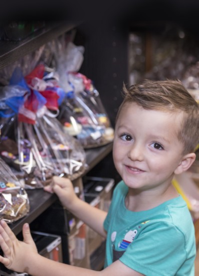 A young chocolate fan at Meyer's House of Sweets in Wyckoff
