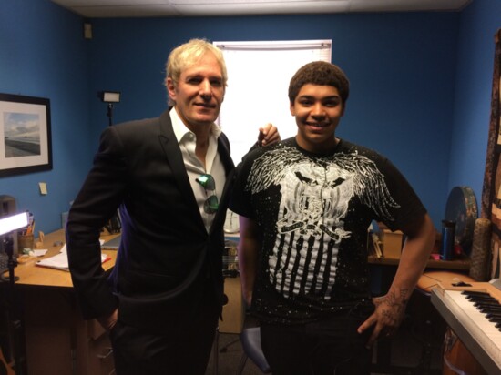 Michael Bolton and Music Therapy participant Miguel Robles. Photo credit: Stuart Walls-Woodstock Studios)