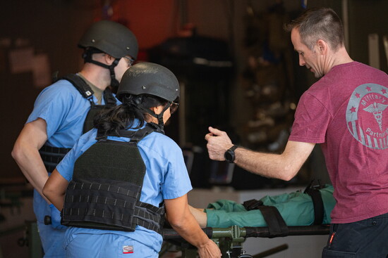 Military medical training with a simulation mannequin