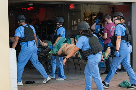 Military medical training with a simulation mannequin