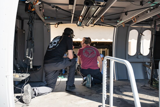 Aeromedical training inside a military helicopter