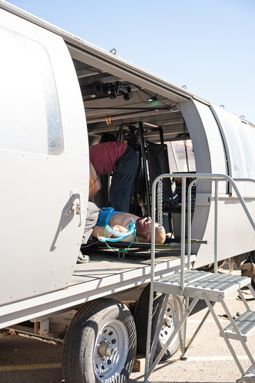 Aeromedical training inside a military helicopter