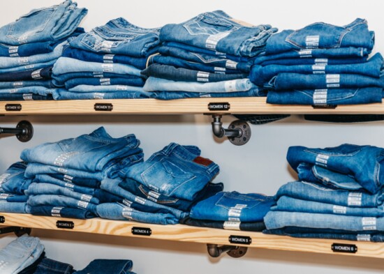 A selection of blue jeans
