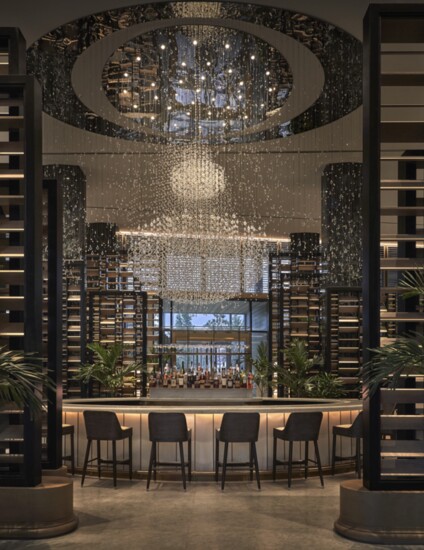 The Chandelier Bar namesake chandelier features 15,000 crystals