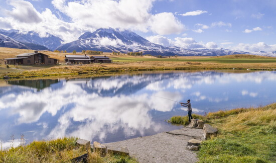 Casting on the Pond. Photo courtesy of Sage Lodge.